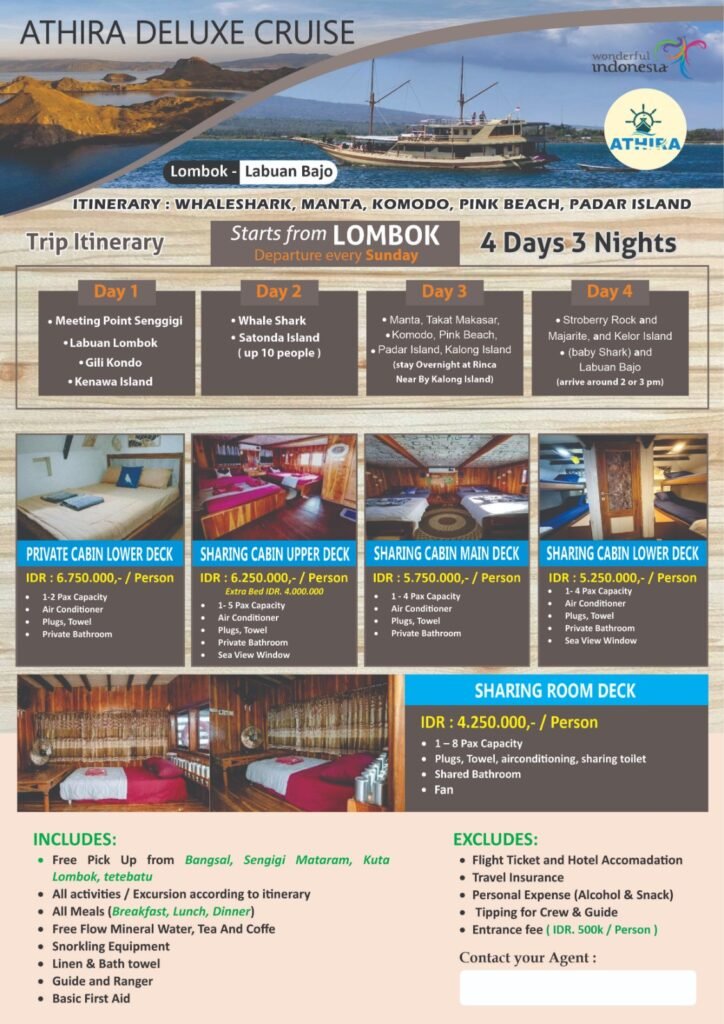 Athira Cruise the backpacker boat with more comfort cabin for lombok to Komodo route