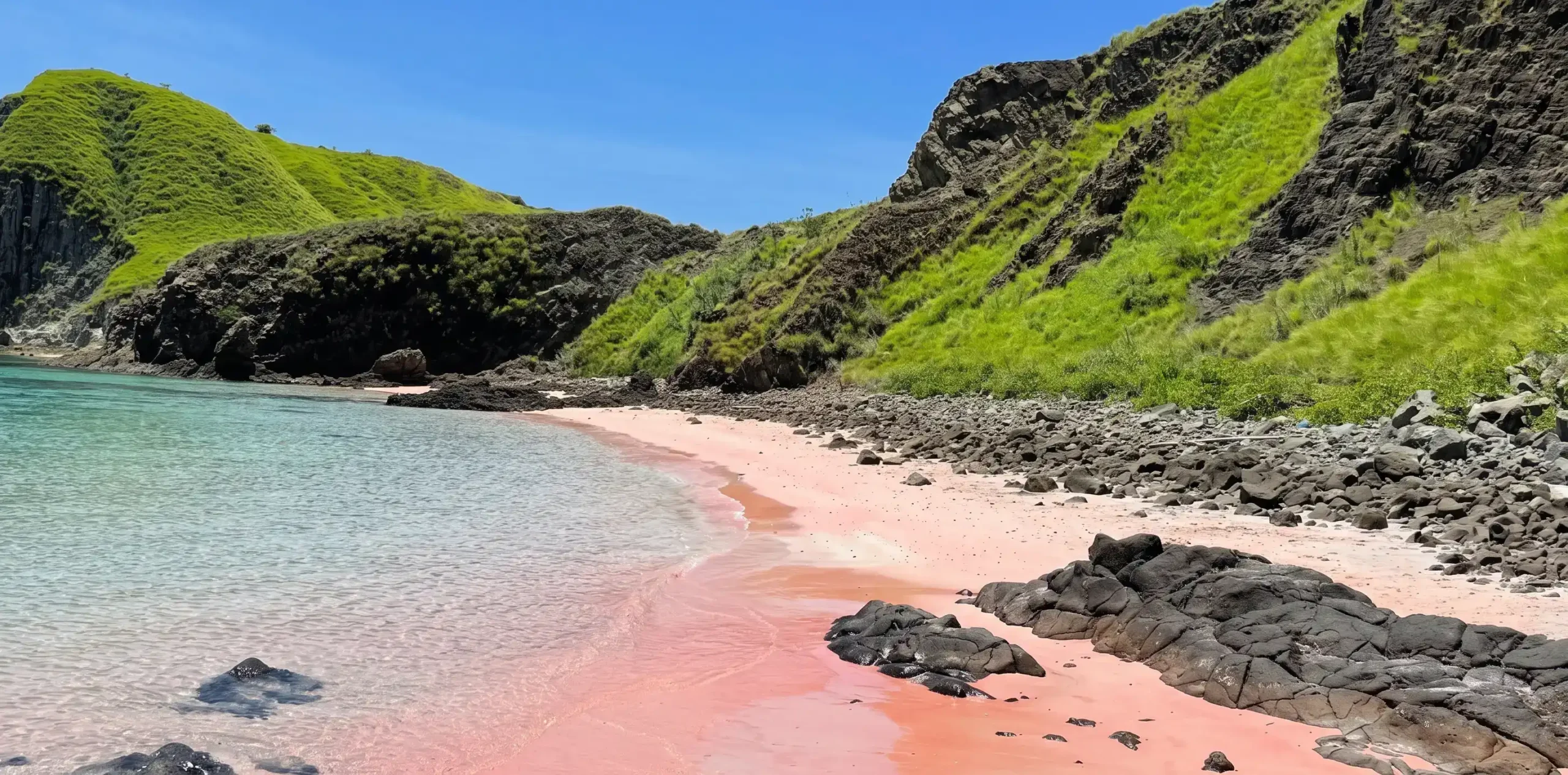 pink beach komodo island indonesia